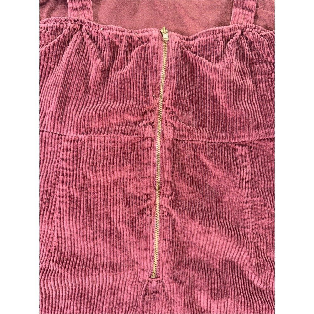 American Eagle Size Medium Corduroy Skirt Overall Dress Wine Adjustable Straps - Picture 12 of 16